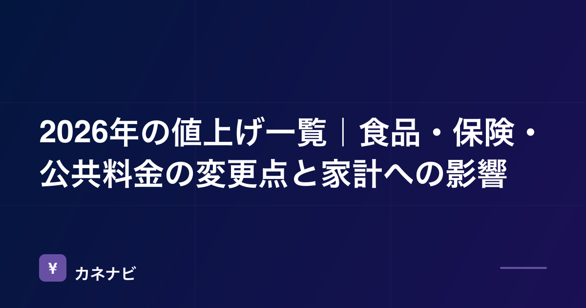 2026年の値上げ一覧｜食品・保険・公共料金の変更点と家計への影響